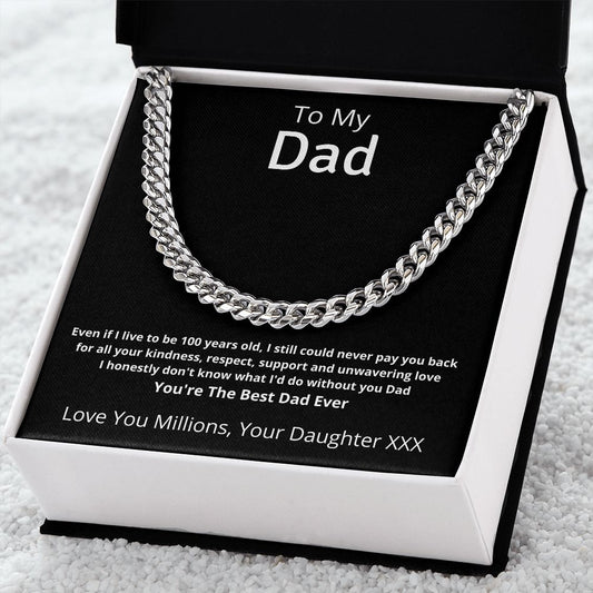 Gift For Dad From Daughter: You're The Best Dad Ever Cuban Link Chain