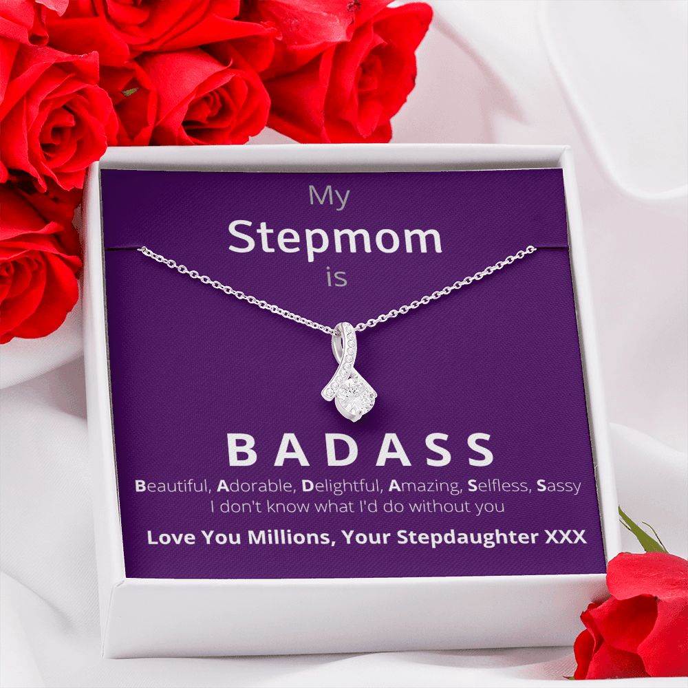 Gift For Stepmom From Stepdaughter: My Stepmom is Badass Necklace