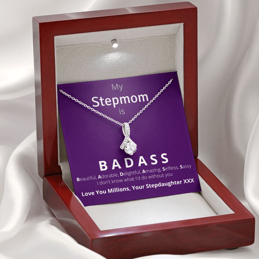 Gift For Stepmom From Stepdaughter: My Stepmom is Badass Necklace